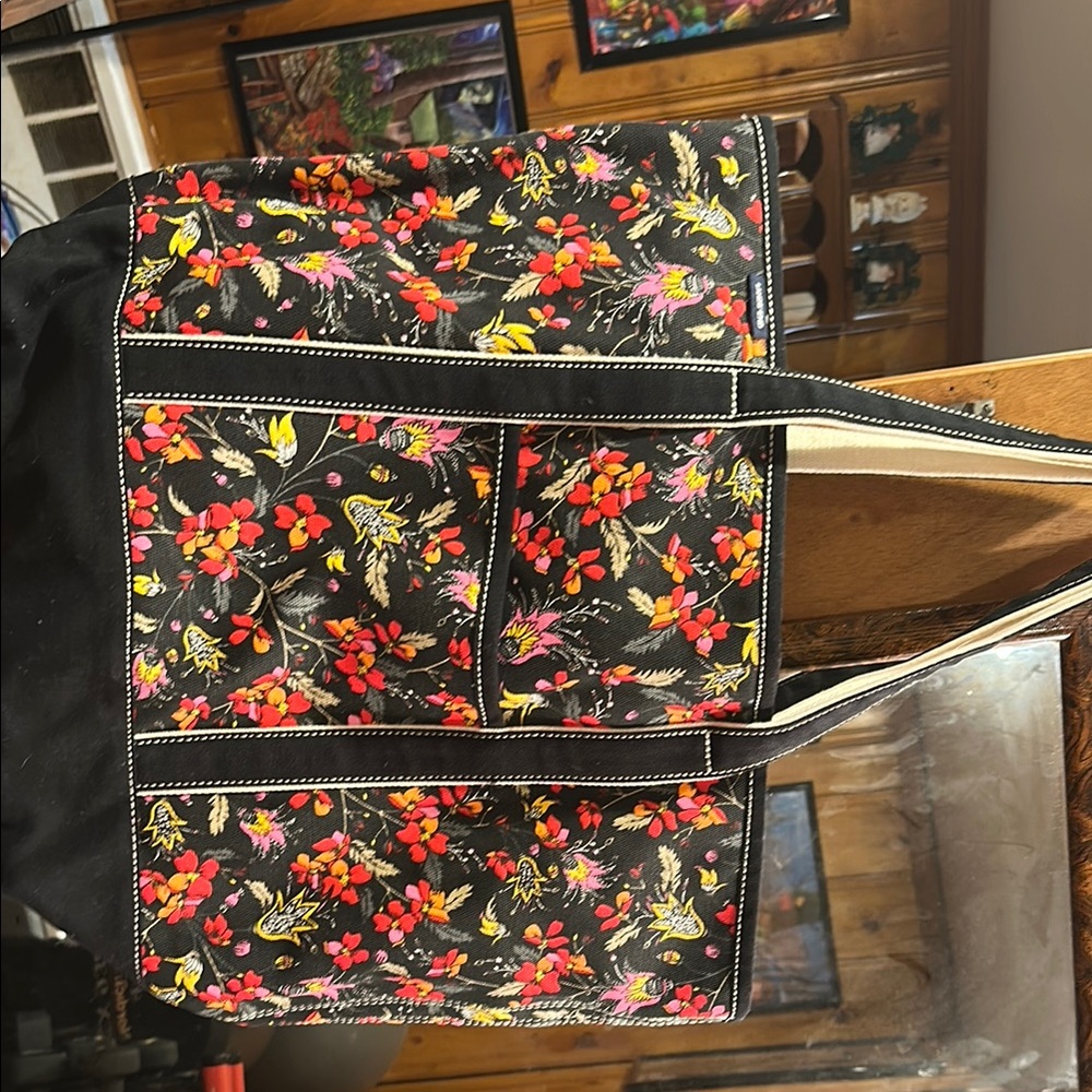 Floral Black Tote Bag